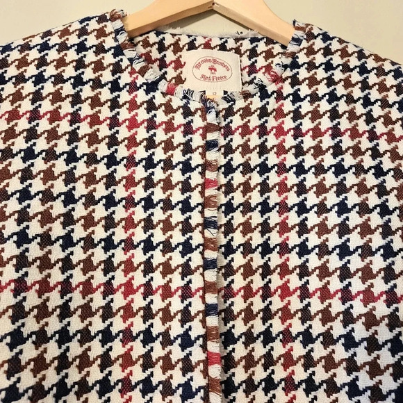 Brooks Brothers Red Fleece Tweed Houndstooth Wool Blended Women's Jacket Size 12 - Picture 6 of 14
